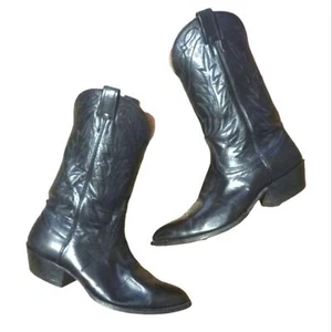 Men's Black Cowboy Boots Nacona Leather Boots Texas Size 10 D - Picture 1 of 15