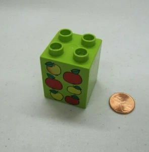 Lego Duplo 6 YELLOW & RED APPLES PRINTED BLOCK Specialty Counting Farm - Picture 1 of 3