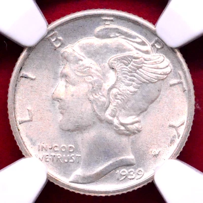 NGC MS-67 FB!  1939 MERCURY DIME - Image 1 of 3