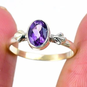 Nuevo anillo con racimo de piedras preciosas de amatista rosa talla 6,5 plata de ley maciza - Imagen 1 de 7