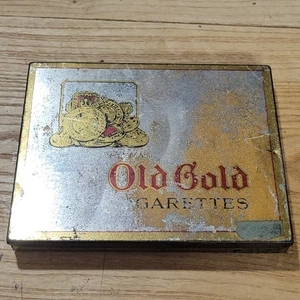 PUBLICIDAD VINTAGE VACÍA PLANA 50 CIGARRILLOS LATA DE TABACO ORO ANTIGUO  - Imagen 1 de 10