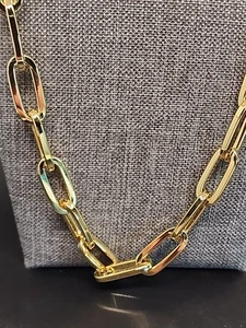 Moda Al Massimo 18K Yellow Gold Over Bronze Paperclip Chain 28" JTV MA336C-28 - Picture 1 of 5