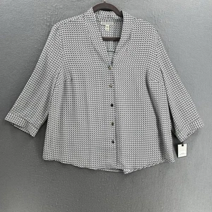 Blusa Dana Buchman Top Mujer XL Blanca Cuello en V Cuadrado Manga 3/4 Carrera Informal - Imagen 1 de 9