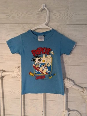 Camisa Popeye Vintage Años 80 Azul Niño Pequeño 5t Puntada Única EE. UU.  Foto 1 de 4