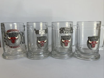 Chicago Bulls NBA Beer Stein, Mug, Glass - Pewter 3D Logo 16oz - Lot Of 4 - Image 1 of 4