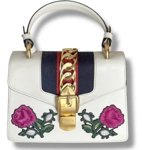Gucci Sylvie Mini Embroidered Leather Top Handle Bag + 2 Straps + COA + Dust Bag - Bild 1 von 19