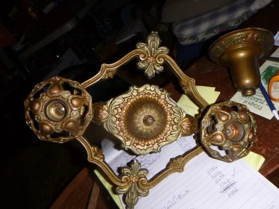 Винтажный ар-деко 1920-х оригинальная краска причудливый железный потолочный светильник - Изображение 1 из 4