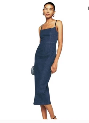 Vestido midi lápiz de mezclilla para mujer Jason Wu talla pequeña sin mangas usado en excelente estado Foto 1 de 4