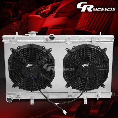 2 FILAS RADIADOR DE ALUMINIO + CUBIERTA DE VENTILADOR DELGADA PARA 2002-2007 IMPREZA WRX STI GD/GG Foto 1 de 4