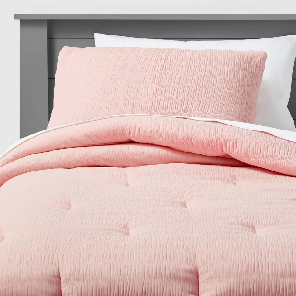 Twin Seersucker Comforter Set Pink - Pillowfort