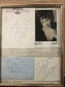 Framed Entertainers Autographs • George Jones, Patti LaBelle & Carly Simon - Picture 1 of 6