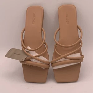 Dobolin Women's Sz 38 Wide Width Strappy Flat Sandals Squared Open Toe Sandals - Picture 1 of 9