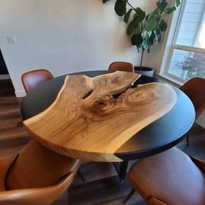 60" Round Epoxy Resin Dining Table Top - Unique Home Decor - Office Furniture - Picture 1 of 7