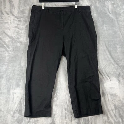 J Jill  Pants Linen Stretch Women's Plus 20 Pull on  Cropped Wide Leg Black - Image 1 of 4