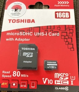 Toshiba 16gb microSDHC Uhs-i U1 Card With Adaptor Class - Picture 1 of 2