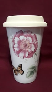 LENOX Butterfly Meadow - Flowers, Butterflies & Bee Thermal Travel Mug with Lid - Picture 1 of 7