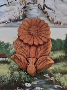 Wooden sunflower trinket jewellery puzzle box handmade as new - Picture 1 of 8