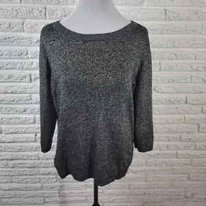 Suéter para mujer Liz Claiborne extra grande XL negro plateado metálico manga 3/4 - Imagen 1 de 8