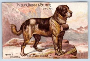1880 ZAPATOS LAROA ILLINOIS*GRADY M*ST BERNARD DOG*PHELPS DODGE & PALMER CHICAGO - Imagen 1 de 2