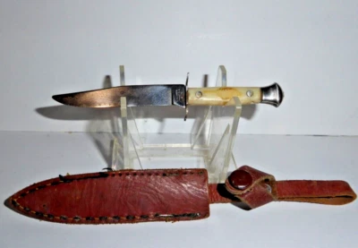 Bainha de couro vintage colonial Prov.R.I mini Bowie/faca de caça - 4" - Imagem 1 de 4