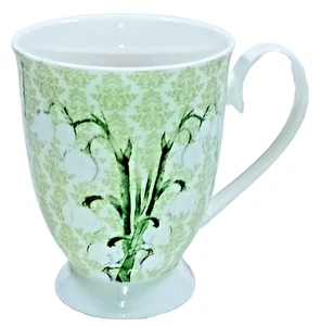 M&S Kaffee-/Teebecher Porzellan weiß "grüne Schneeglöckchen" H10,5 cm x B8,5 cm Ex. Zustand.. - Bild 1 von 11