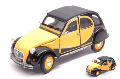 MODELLINO AUTO STATICO WELLY CITROEN 2CV 6 CHARLESTON 1982 GIALLO/NERO 1:24-27 - Immagine 1 di 2