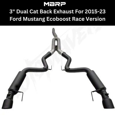 MBRP 3" Race Version Dual Cat Back Exhaust For 2015-23 Ford Mustang Ecoboost - Image 1 of 4
