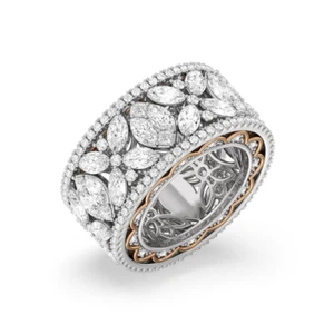 Lab Created 7 Ct Round Diamond Eternity Band 18K Gold Ring Multi Tone 12.2 MM - Picture 1 of 11