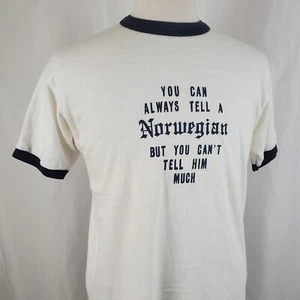 T-shirt norvegese vintage novità media suoneria bianca cotone poli, segnale USA - Foto 1 di 8