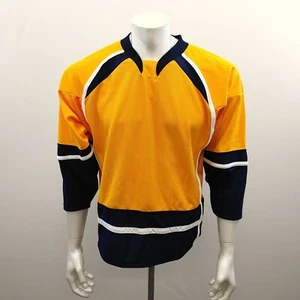 Athletic Knit Practice Hockey Jersey Youth Size XL yellow Blue Polyester V Neck - Picture 1 of 4