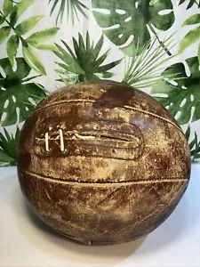 Rare Vintage Super Soft Supple Leather Medicine Ball 8lbs Old School Brown - Picture 1 of 7