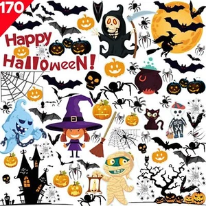 170 pcs. Halloween Spooky Window Wall Glass Sticker Clings Decorations - Picture 1 of 6