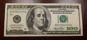 Serie 2006 A ~ Billete de cien dólares EE. UU. $100 ~ KB 93534793 E - Imagen 1 de 4