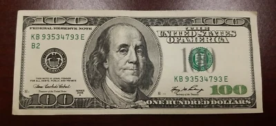 Series 2006  A ~ US One Hundred Dollar Bill Note $100 ~ KB 93534793 E - Image 1 of 4