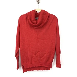 Joesph A Women Small Sweater Red Silver Metallic Shimmer Cowl Neck Knit Pullover - Picture 1 of 12