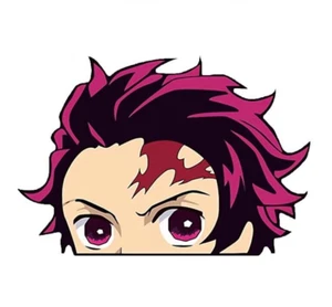 Demon Slayer Sticker Tanjiro Kamado Peeker Car Decal Stickers 4.25" H x 6.65"W - Picture 1 of 8