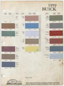 1959 59 Buick Paint Chips Chart - Picture 1 of 1