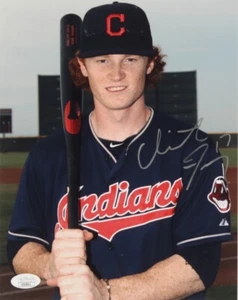 CLINT FRAZIER SIGNED CLEVELAND INDIANS CHIEF WAHOO UNIFORM JSA PHOTO NY YANKEES - Picture 1 of 2