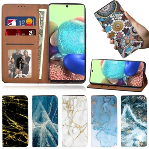 Funda con soporte de cuero mármol para teléfono Samsung Galaxy A17 - Imagen 1 de 13