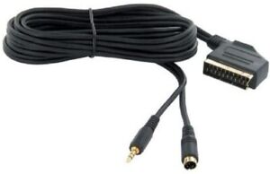 CABLE PERITEL 3m mètres  -> S-VIDEO / S-VHS ET JACK STEREO 3.5mm CONTACTS OR