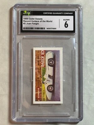 1956 Cadet Sweets Record Holders of the World Juan Fangio #2 CGC 6 - Image 1 of 2