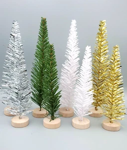 2 Playground - 8pc Tinsel Trees - Gold, Green, Silver & White Bullseye's 8 Pack - Picture 1 of 5