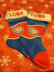 2 NEW Chicago Cubs Christmas stockings 18" long genuine mdse - Picture 1 of 4