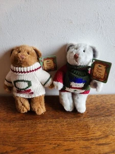 2 Vintage Russ Berrie Bears'Bears from the past" Gray/Brown Christmas 7" - Picture 1 of 11