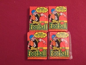 (4) Sealed 1990 Topps Football Wax Packs-(15 cards/pack)-Factory Sealed - Picture 1 of 5