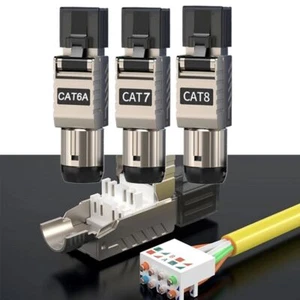 22AWG - 24AWG RJ45 Cat8 Cat7 Cat6A Connectors Free Easy Termination Plug - Photo 1/15