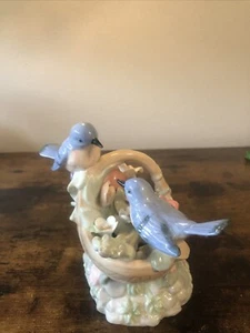San Francisco music box &gift  blue birds On Basket Of beautiful  flower! - Picture 1 of 8