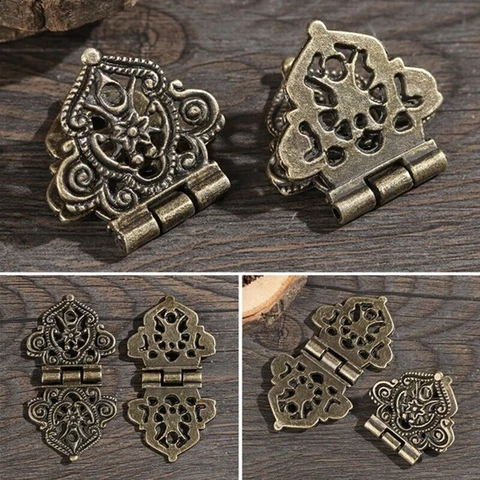 3Pcs/Set Vintage Alloy Hollow Flower Hinge 24*54mm Furniture Hardware DIY Cover