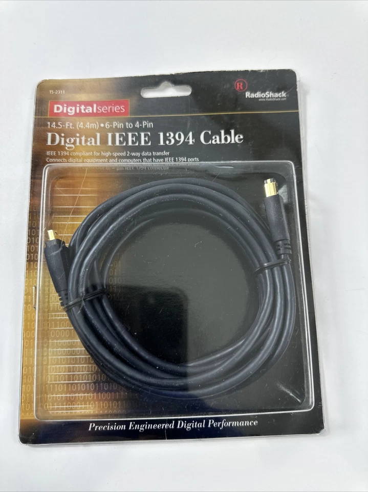 RADIO SHACK 6 Pin to 4 Pin Digital IEEE 1394 Cable 14.5 Ft - Image 1 of 4
