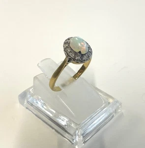 ANTIKER RING 18 KT GELBGOLD OPAL & DIAMANT GRÖSSE L1/2 3 g - Bild 1 von 6